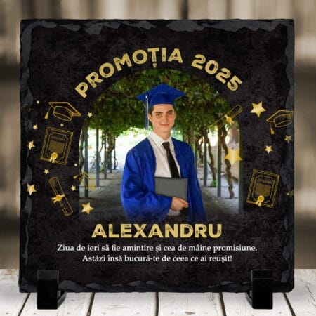 placă ardezie pătrată personalizată — cadou absolvent