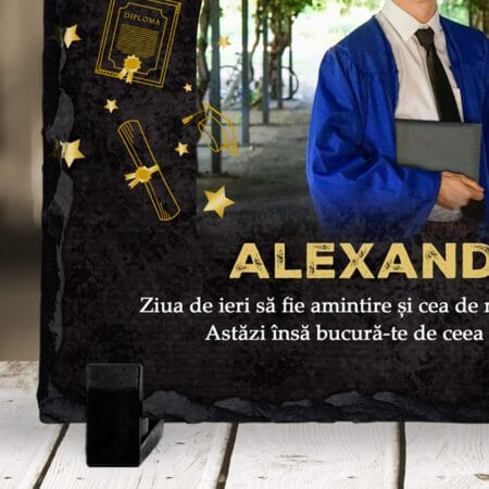 placă ardezie pătrată personalizată — cadou absolvent