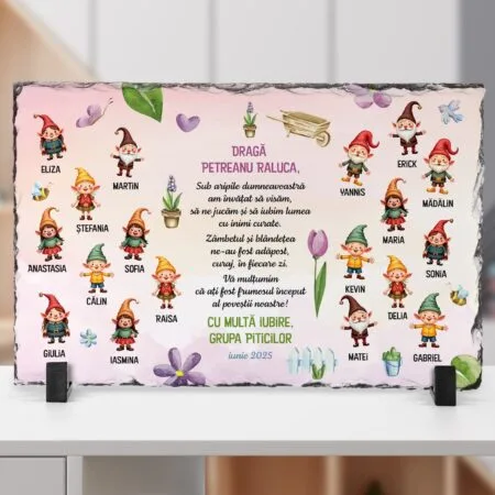 Placă Ardezie Personalizată Cadou Educatoare — Grupa Piticilor