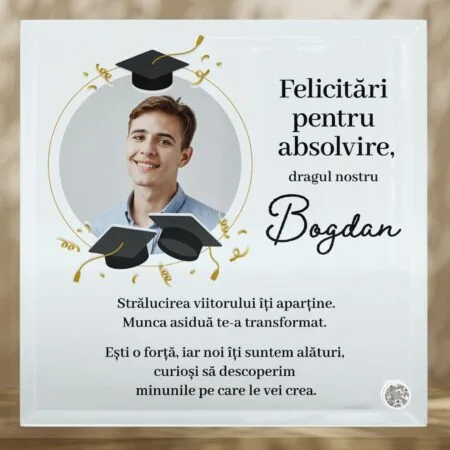 Plachetă de Sticlă Personalizată pentru Absolvire
