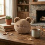 pernă decorativă ursulet de pluș, personalizată prin broderie cu mesajul tău