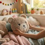 pernă decorativă ursulet de pluș, personalizată prin broderie cu mesajul tău