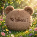 pernă decorativă ursulet de pluș, personalizată prin broderie cu mesajul tău