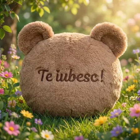 pernă decorativă ursulet de pluș, personalizată prin broderie cu mesajul tău