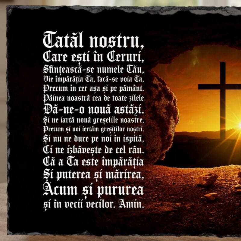placă de ardezie cu rugăciunea domnească – cadou creștin de suflet