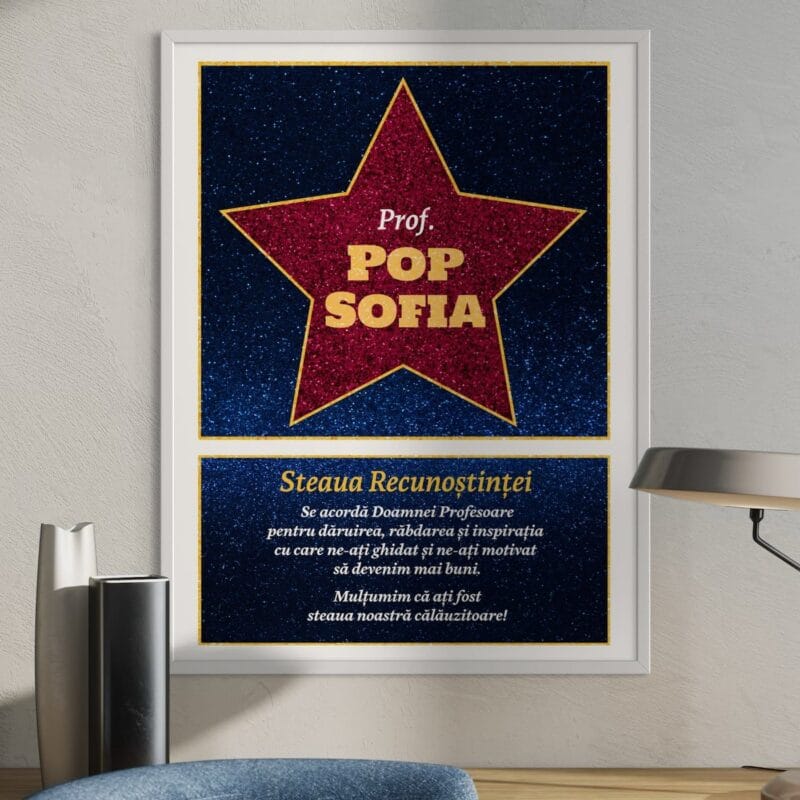 tablou personalizat profesor steaua recunoștinței