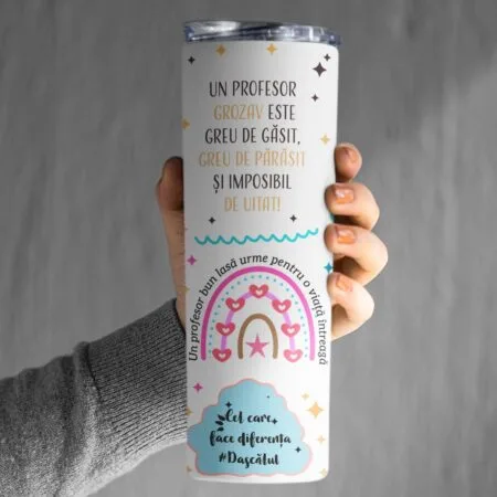 termos personalizat cu mesaje motivaționale pentru cadru didactic