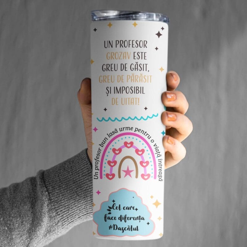 termos personalizat cu mesaje motivaționale pentru cadru didactic