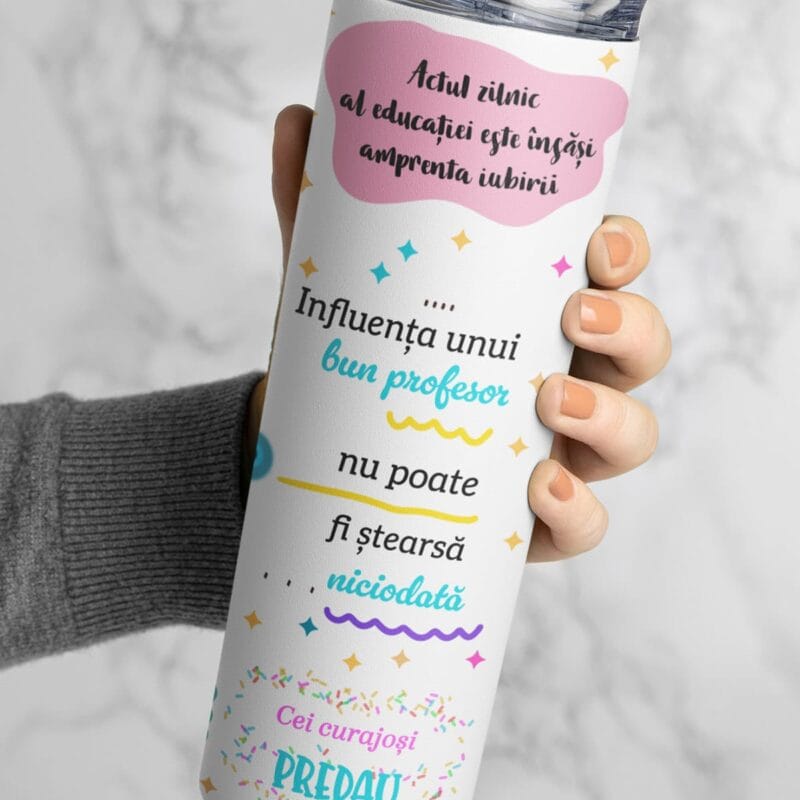 termos personalizat cu mesaje motivaționale pentru cadru didactic