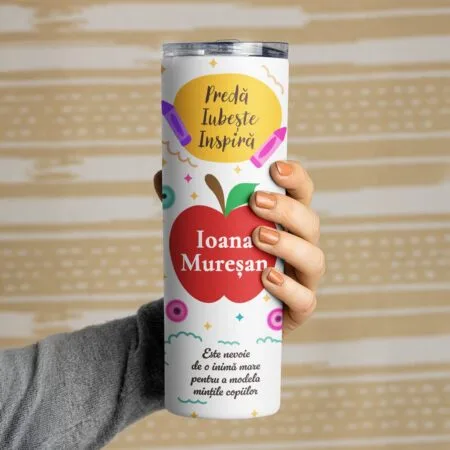termos personalizat cu mesaje motivaționale pentru cadru didactic