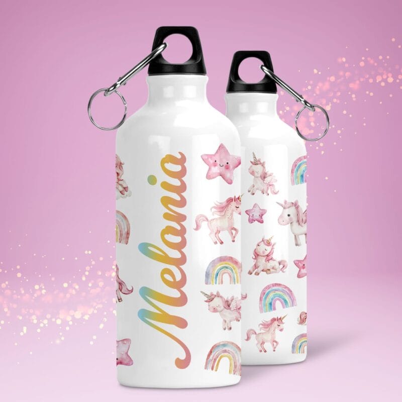 Bidon de Apă Personalizat cu Nume și Unicorni