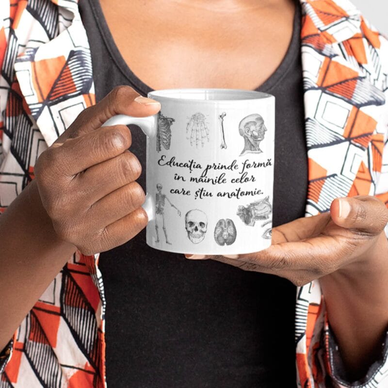 cană cu anatomie "educația prinde formă" – cadou pentru medici și studenți