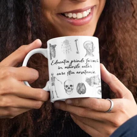 cană cu anatomie "educația prinde formă" – cadou pentru medici și studenți