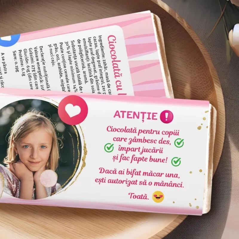 ciocolată personalizată cu poză pentru copii