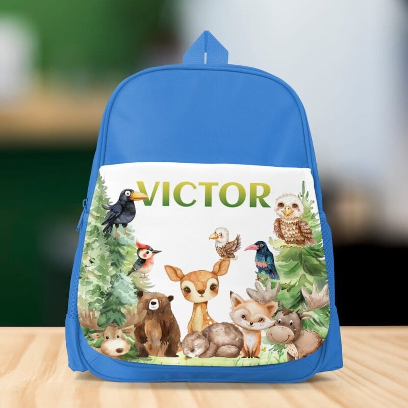 ghiozdan personalizat cu nume și animale drăgălașe