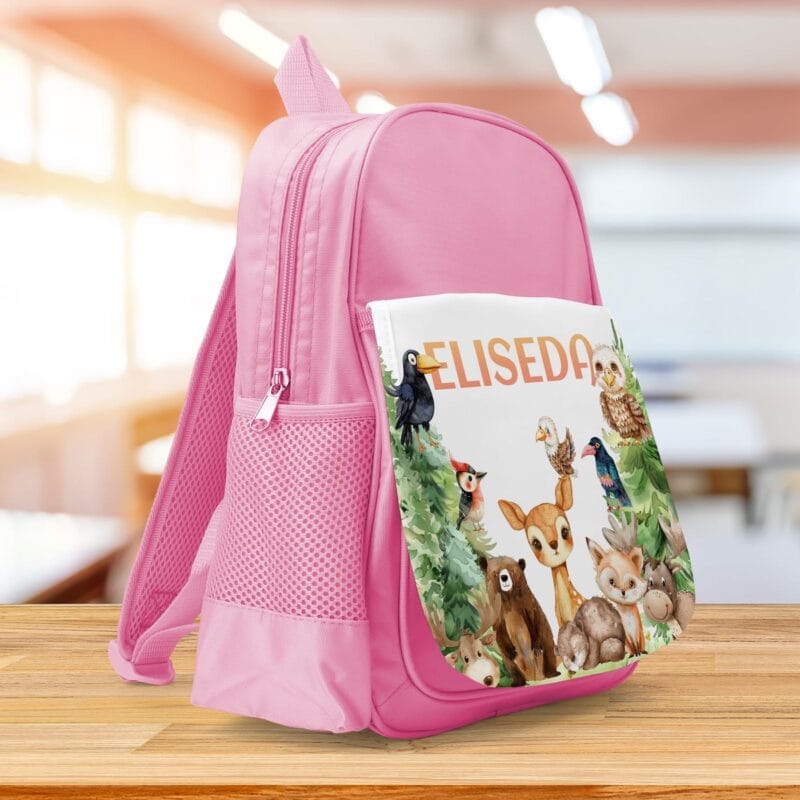 ghiozdan personalizat cu nume și animale drăgălașe