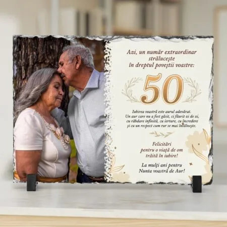 placă de ardezie "nunta de aur" – cadou personalizat pentru 50 de ani de căsătorie