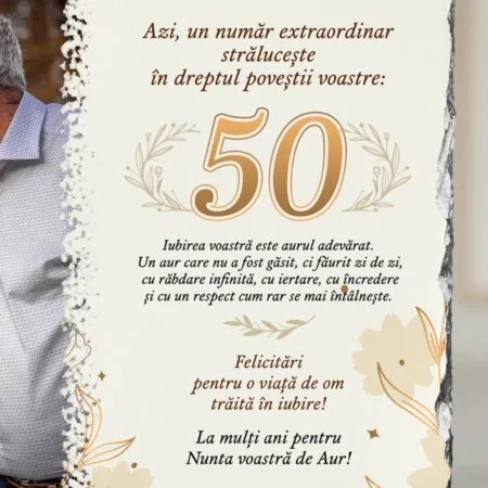 placă de ardezie "nunta de aur" – cadou personalizat pentru 50 de ani de căsătorie