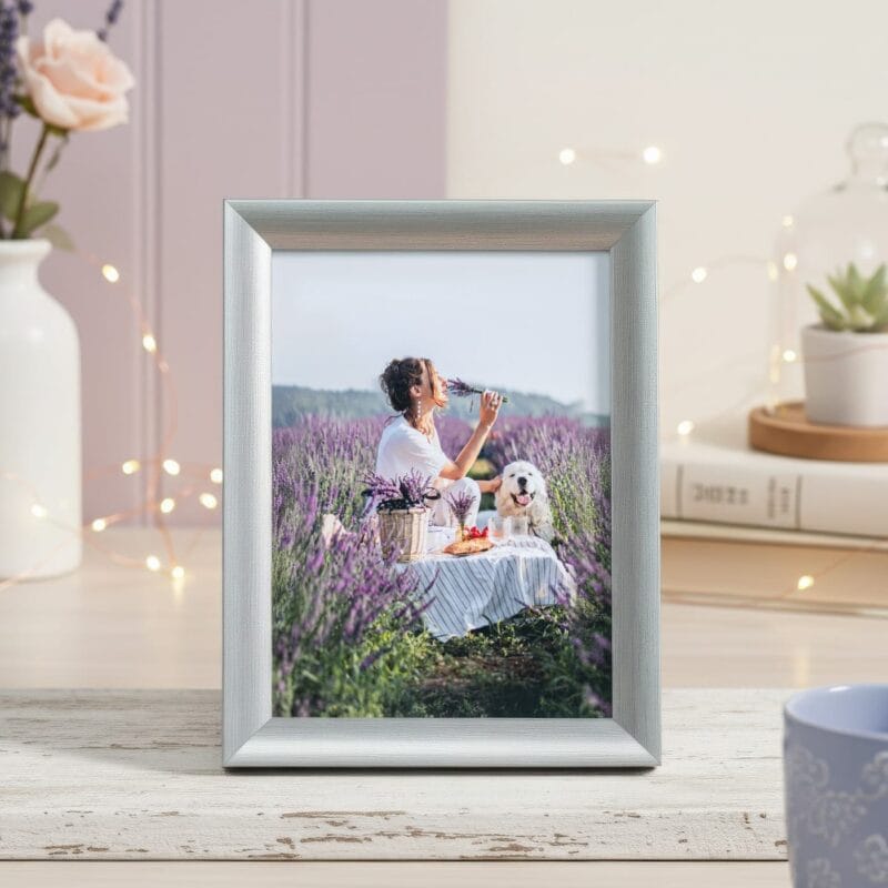 ramă foto argintie elegantă personalizată cu fotografia ta