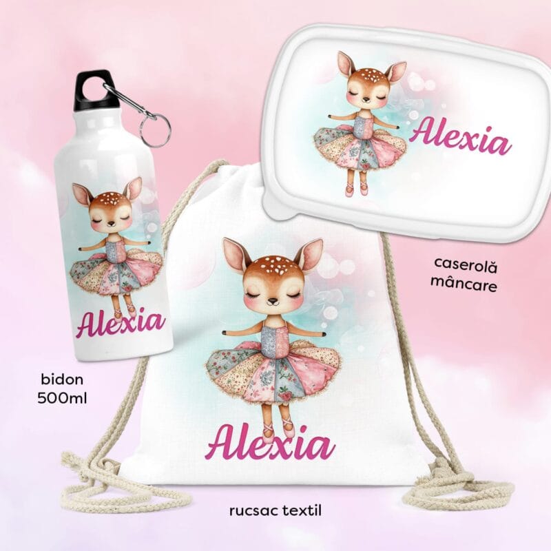 set pentru Școală sau grădiniță "balerinele pădurii" – personalizat cu nume