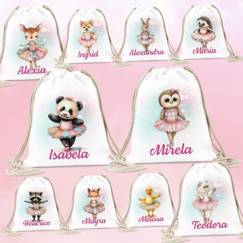 set pentru Școală sau grădiniță "balerinele pădurii" – personalizat cu nume