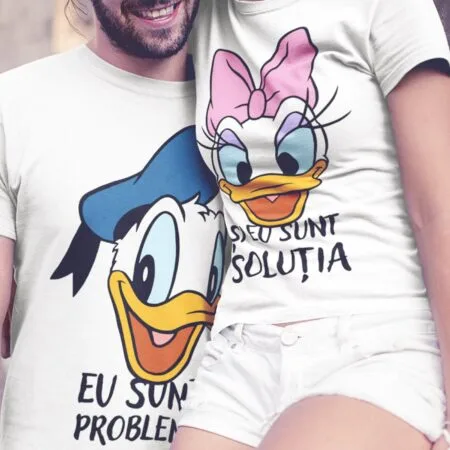 set tricouri amuzante pentru cuplu "problema și soluția"