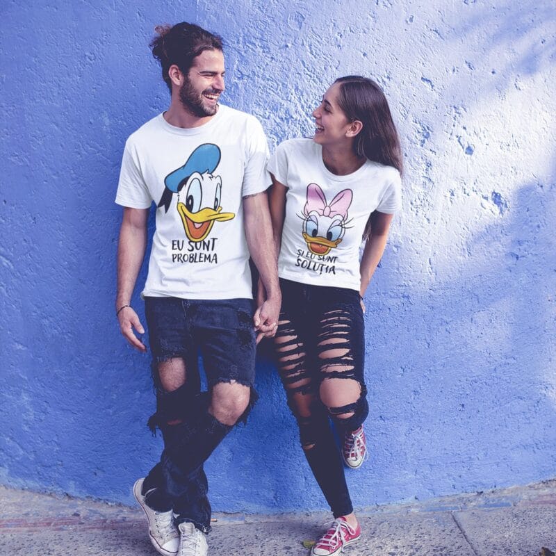 set tricouri amuzante pentru cuplu "problema și soluția"