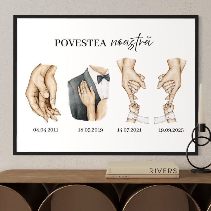 tablou personalizat "povestea noastră" cu lustrații