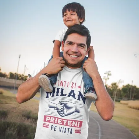 tricou personalizat "prieteni pe viață" pentru tată și fiu