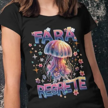 tricou personalizat cu meduză "fără regrete"