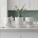 cană creștină cu design line art – "domnul este păstorul meu"