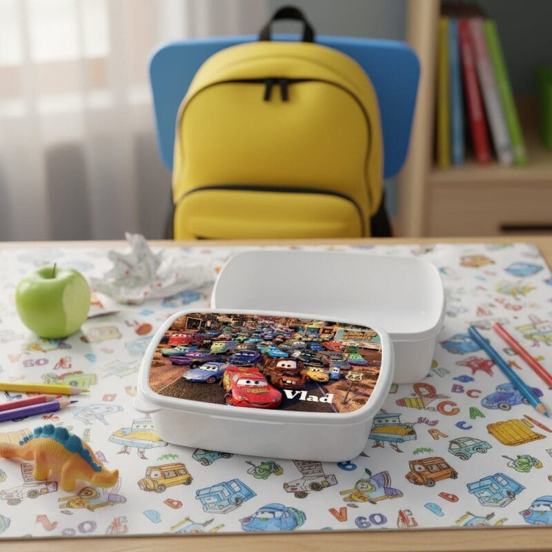 caserolă pentru Școală "cars" – personalizată cu numele tău