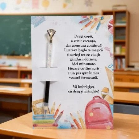 creion "bagheta magică" cu felicitare cadoul memorabil de final de an Școlar