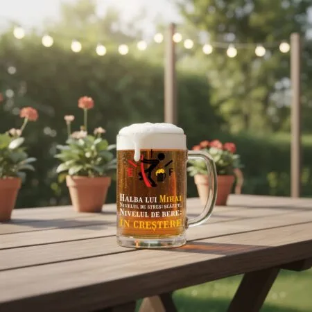 halbă de bere "indicator de fericire" – cadou amuzant, personalizat cu nume