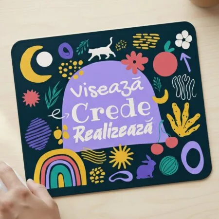 mouse pad motivațional "visează, crede, realizează" – inspirație zilnică pentru biroul tău
