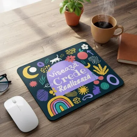 mouse pad motivațional "visează, crede, realizează" – inspirație zilnică pentru biroul tău