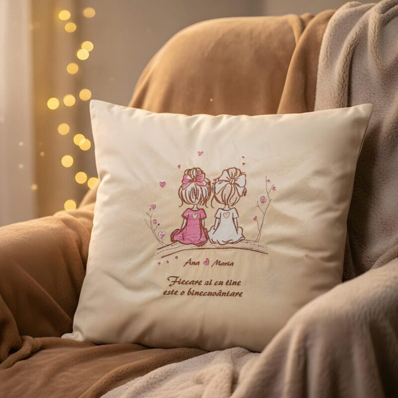 pernă personalizată "fiecare zi cu tine" – cadou pentru prietene sau surori