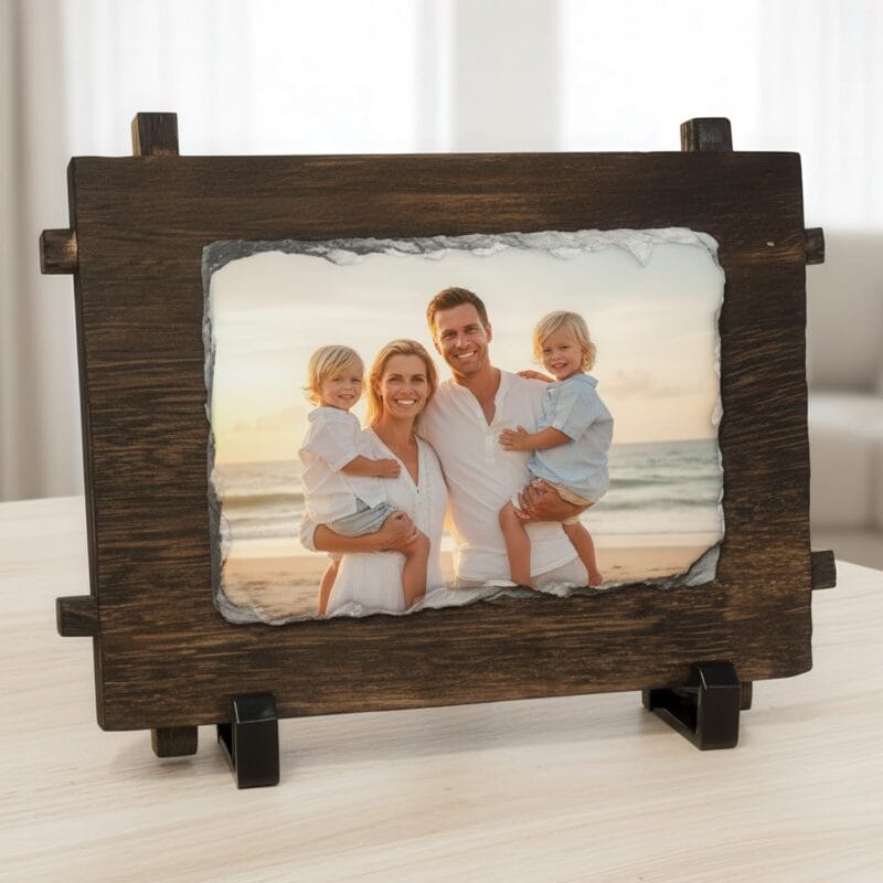 piatră de ardezie pe lemn personalizată cu fotografia ta