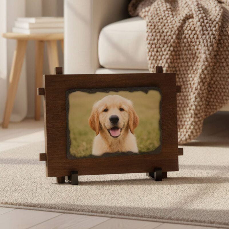 piatră de ardezie pe lemn personalizată cu fotografia ta