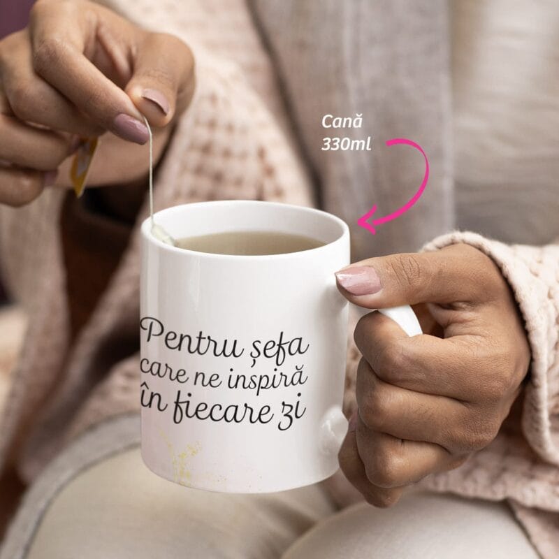 set cadou "cea mai bună Șefă" – cană și ardezie personalizate