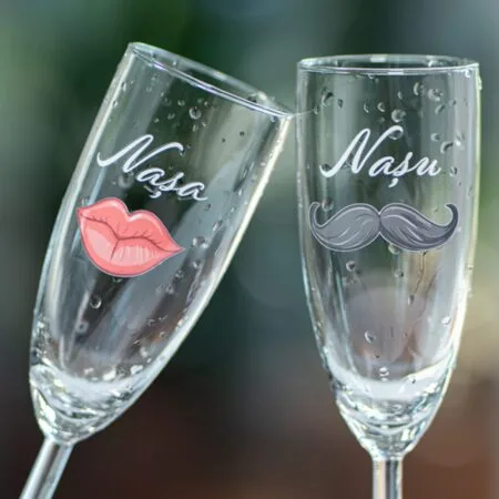 set pahare de Șampanie "nașa și nașul" – cadou personalizat pentru nași
