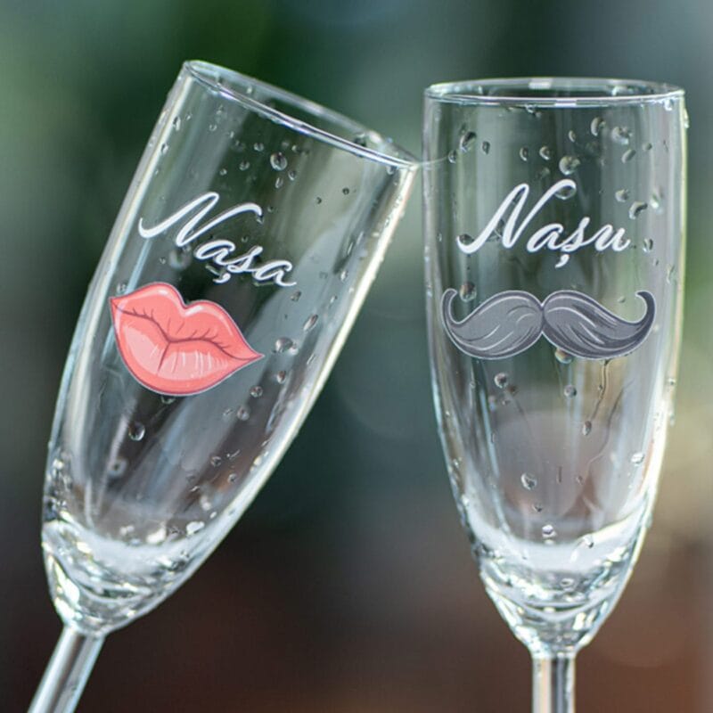 set pahare de Șampanie "nașa și nașul" – cadou personalizat pentru nași