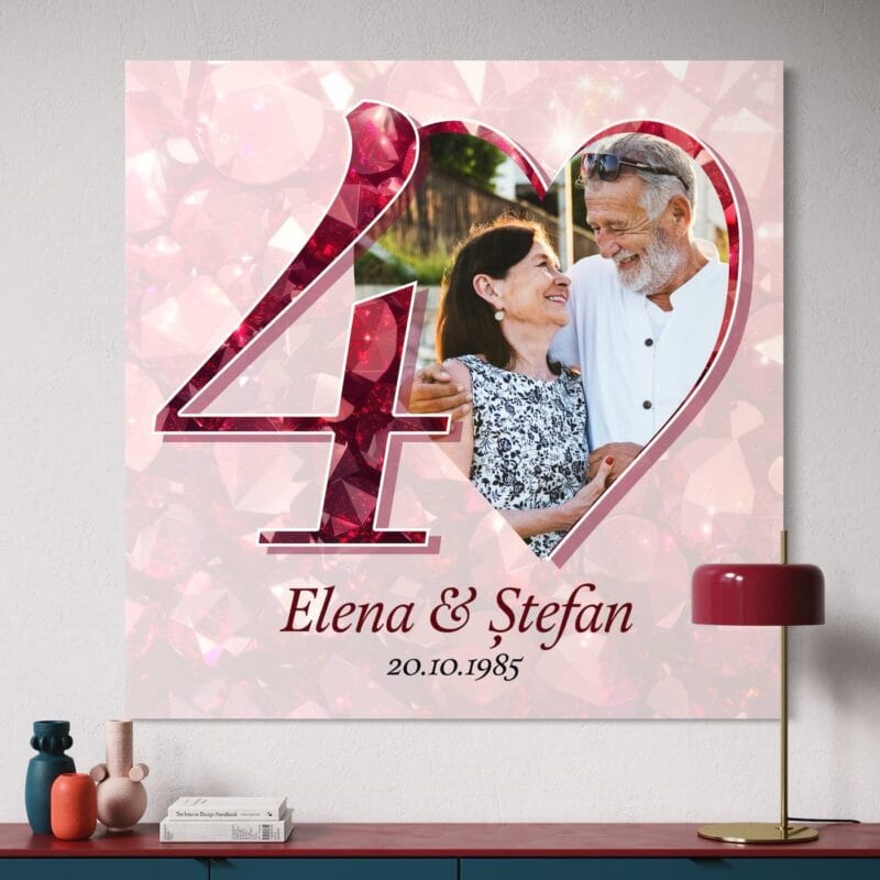 tablou aniversar "povestea noastră" – cadou personalizat pentru nunta de aur, rubin, perle, porțelan sau aluminiu