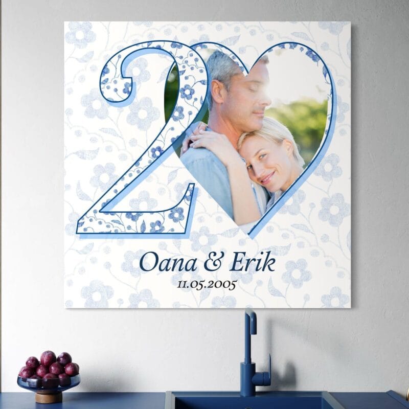 tablou aniversar "povestea noastră" – cadou personalizat pentru nunta de aur, rubin, perle, porțelan sau aluminiu