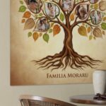 tablou canvas "copacul familiei" – colaj personalizat cu 11 poze și nume de familie