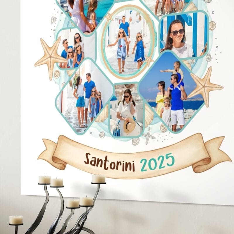 tablou canvas "jurnal de vacanță" – colaj personalizat cu poze și destinație