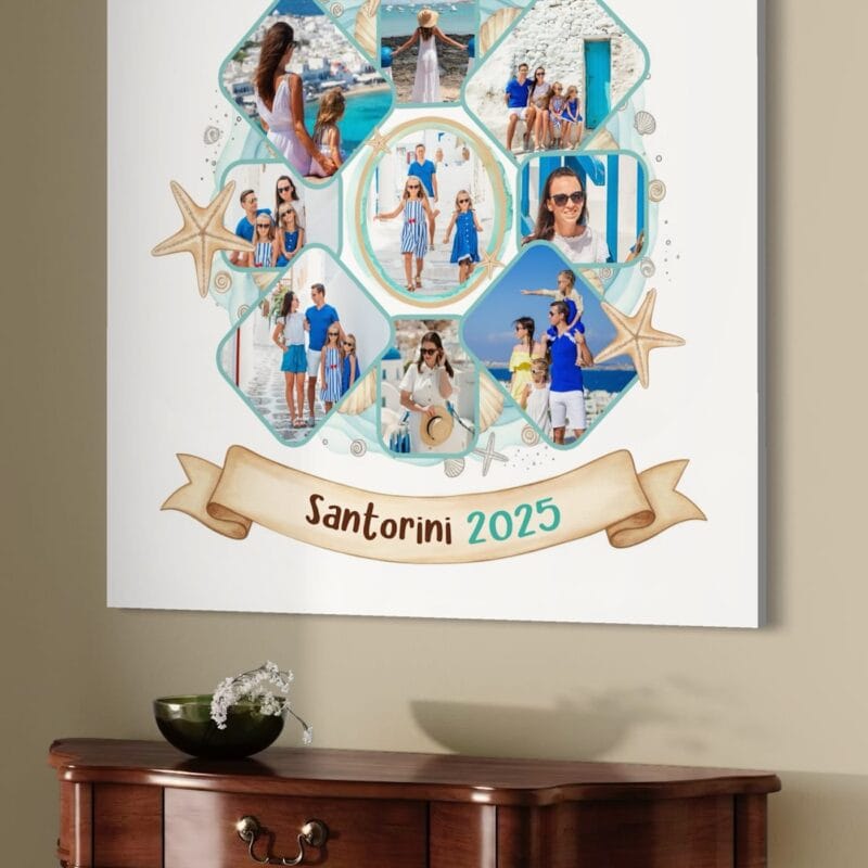 tablou canvas "jurnal de vacanță" – colaj personalizat cu poze și destinație