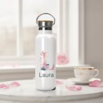 termos elegant "monogramă florală" – personalizat cu inițială și nume