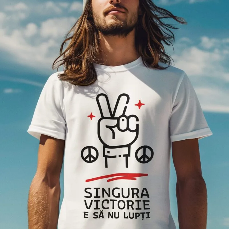 tricou cu mesaj "singura victorie" – design grafic de impact