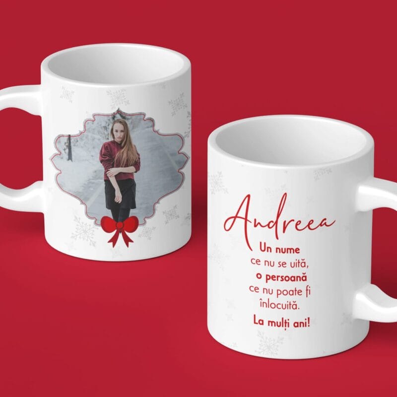 cană personalizată pentru andreea cadou onomastică de sfântul andrei cu poză și mesaj